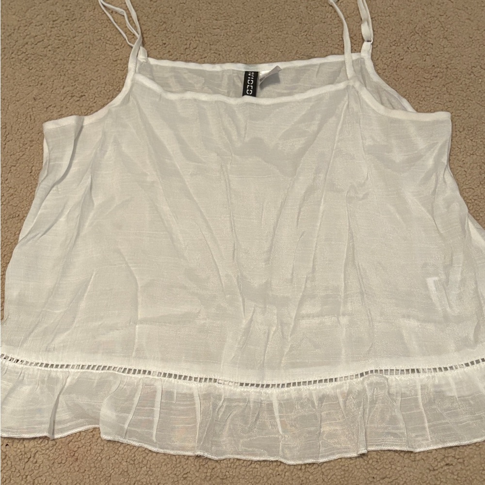 H&M White Camisole with Ruffle Hem